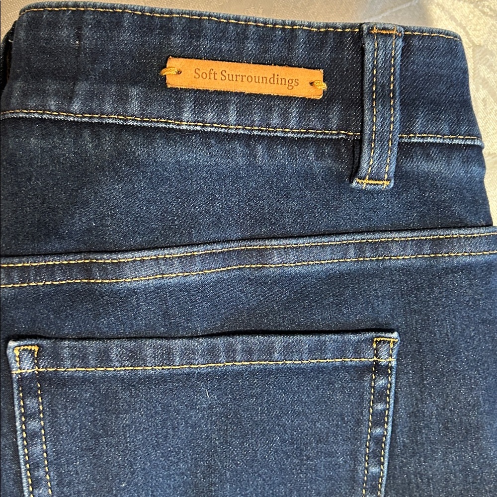 Soft Surroundings women’s straight leg stretch, dark soft denim jeans Size SP. - Picture 3 of 13